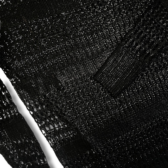 Rock & Republic Black Open Knit Sweater Metallic Sheen V Neck Pullover S - Picture 3 of 4